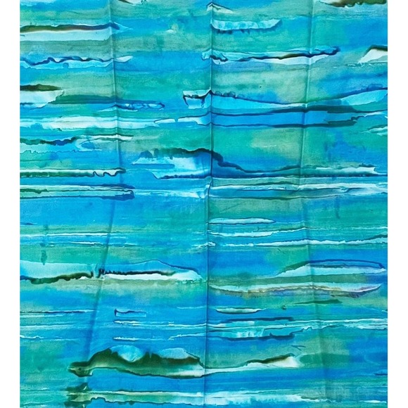 Other - Green Blue Lake Watercolor Lines Batik Fabric Fat Quarter 20" x 21.5" Quilts